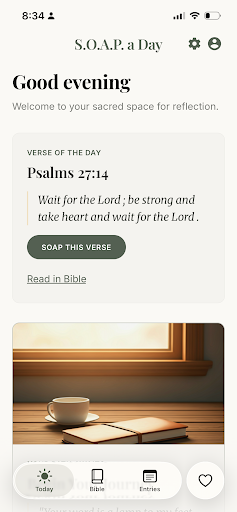 SOAPaDay app interface for daily Bible journaling